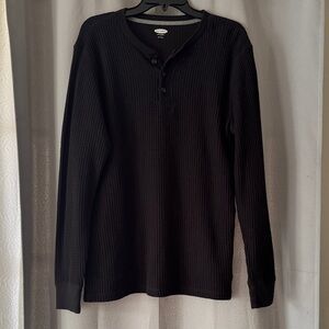 Old Navy Men's Black Waffle Knit Soft Wash